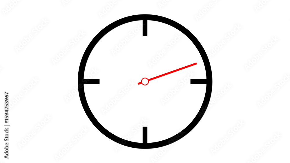 Minimalist Clock Face Red Hand Black Outline White Background Simple Time Gauge Meter image Minimalist Clock Face Red Hand Black Outline White Background Simple Time Gauge Meter image