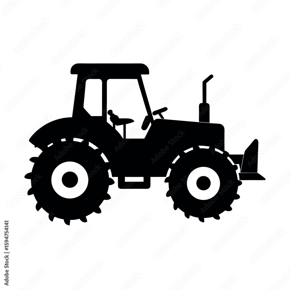 Obraz premium Rotavator machine used for soil tilling and farming Silhouette Vector illustration