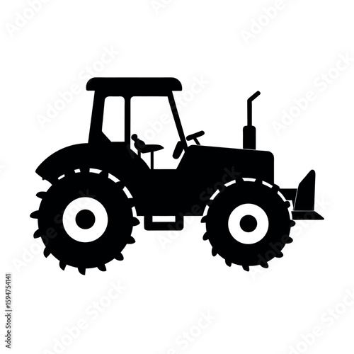 Rotavator machine used for soil tilling and farming Silhouette Vector illustration