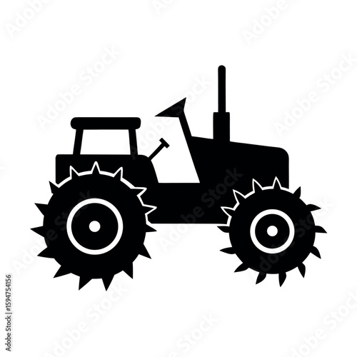 Agricultural rotavator with rotating blades Silhouette Vector illustration