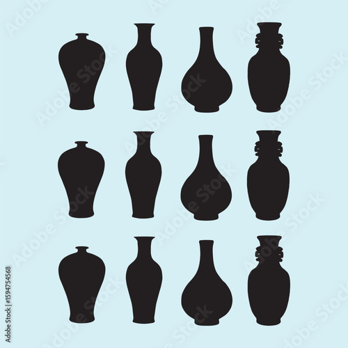 set of vases isolated on white
