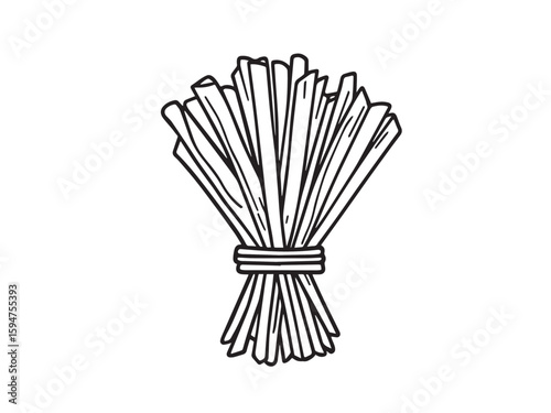 penne pasta outline vector drawing