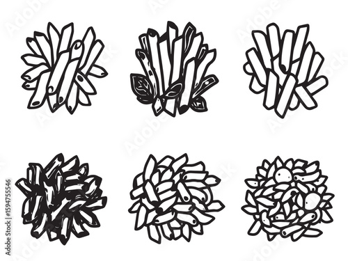 penne pasta hand drawn illustration