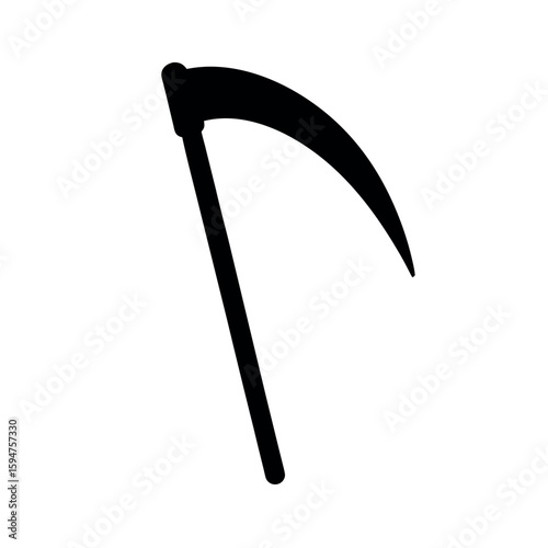 Agricultural sickle tool used in hand harvesting Silhouette Vector illustration