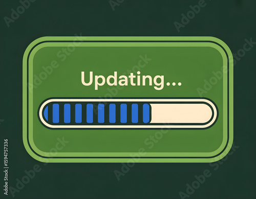 loading screen template featuring blue progress indicator and updating text
