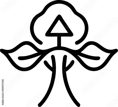 Abstract vector illustration of a religious cross symbol with Japanese calligraphy and Chinese character design