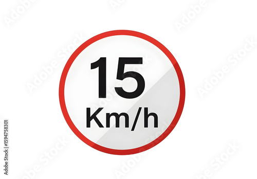 round red bordered speed sign displaying 15 km per hour speed restriction

