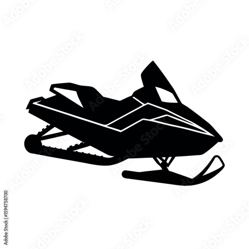 Snowmobile vehicle designed for snow travel Silhouette Vector illustration