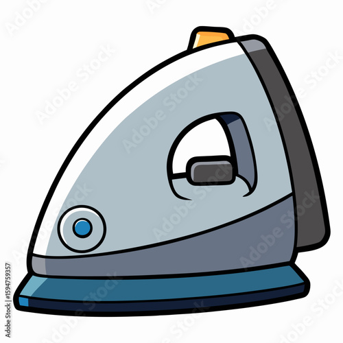 Electric iron in modern design with blue and gray colors  
