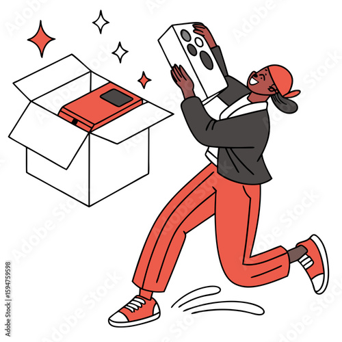 Excited Person Unboxing New Product Delivery