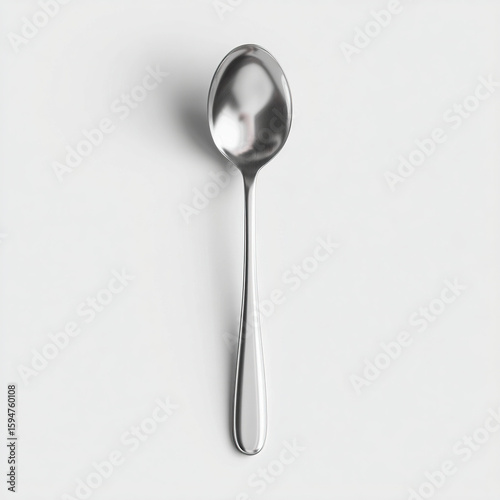 Silver Serving Spoon on White Background silverware
