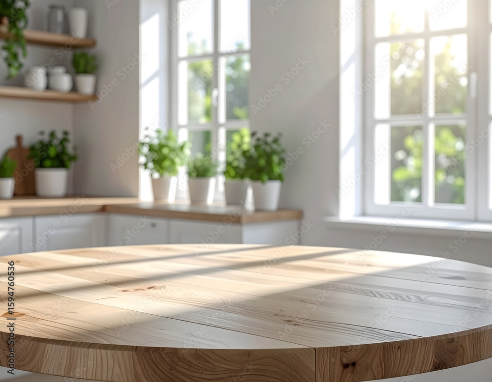 Fototapeta premium Round wooden table