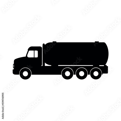 Large tanker truck used for transporting liquids silhouette vector illustration