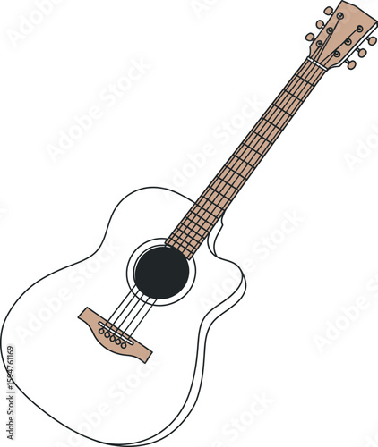 Acoustic guitar illustration white cutaway design