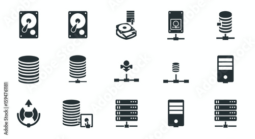 Data Storage and Server Icons Set