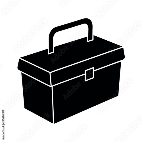 Portable toolbox with organized storage space silhouette vector illustration