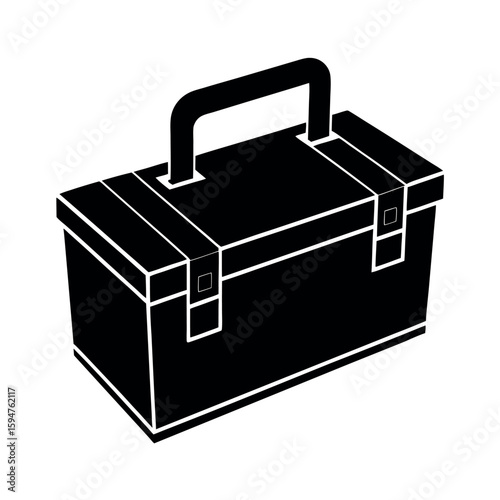 Durable toolbox for carrying tools and equipment silhouette vector illustration