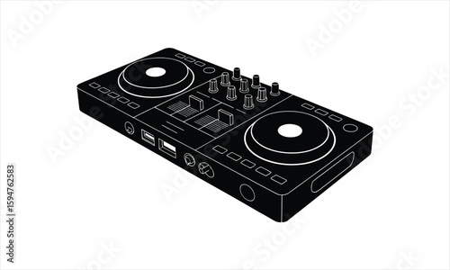 Dj controller equipment graphic silhouette