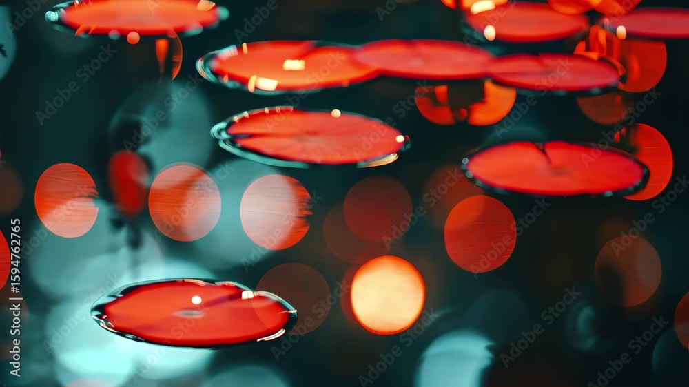 Captivating red bokeh circles with light flares create a dreamy atmosphere, red bokeh circles and light flares able background