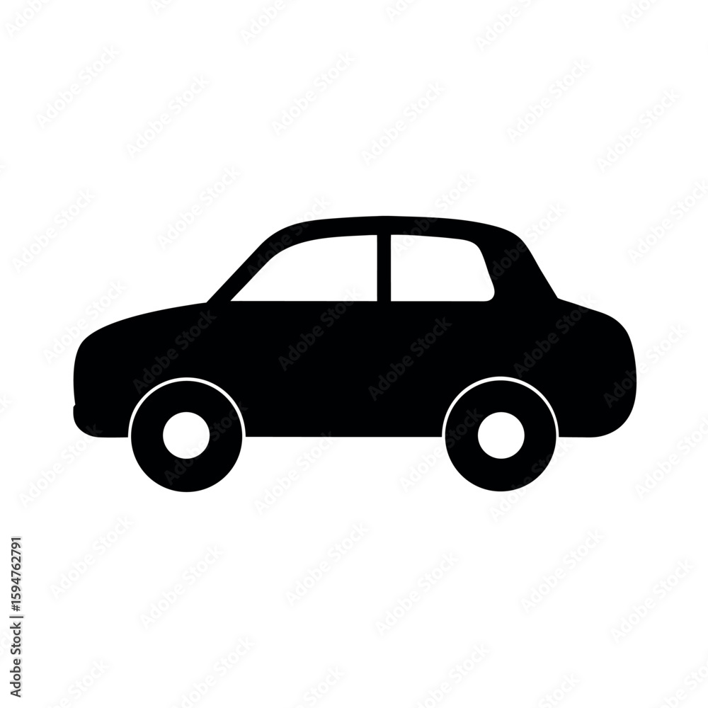 Fototapeta premium Cute toy car silhouette with rounded edges Silhouette Vector illustration