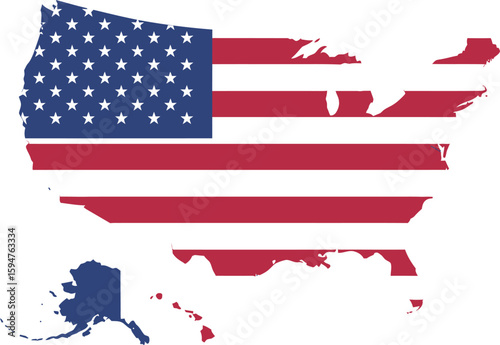Usa map flag