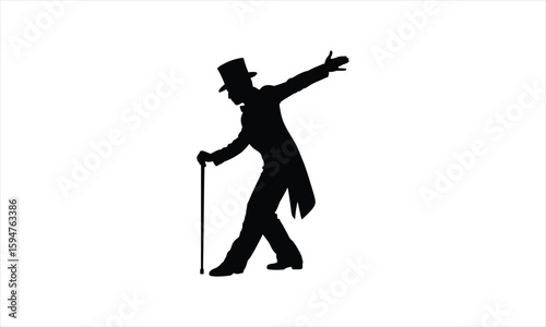 Mysterious magician performing a trick silhouette