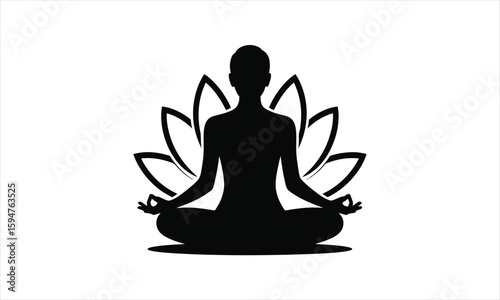 Person in peaceful meditation pose silhouette