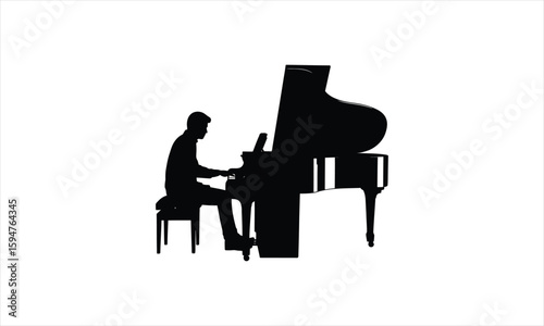 Musician playing piano silhouette design