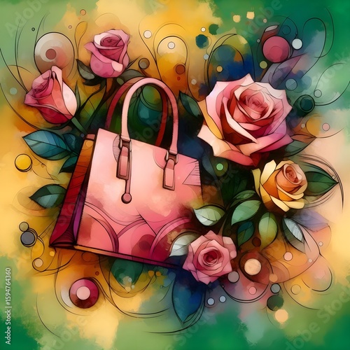 handbag with roses