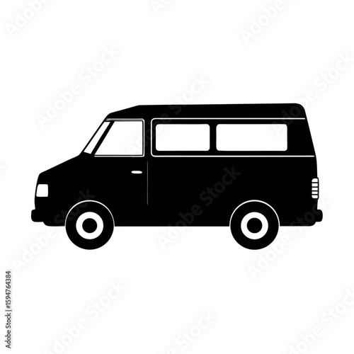 Cargo transport van with streamlined body Silhouette Vector illustration