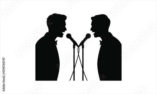 Musical performers singing on stage silhouette