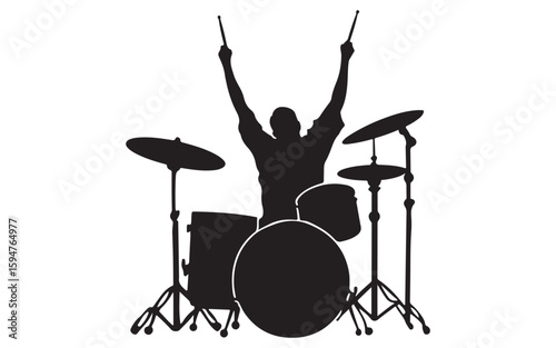 silhouette of a girl playing a drum
