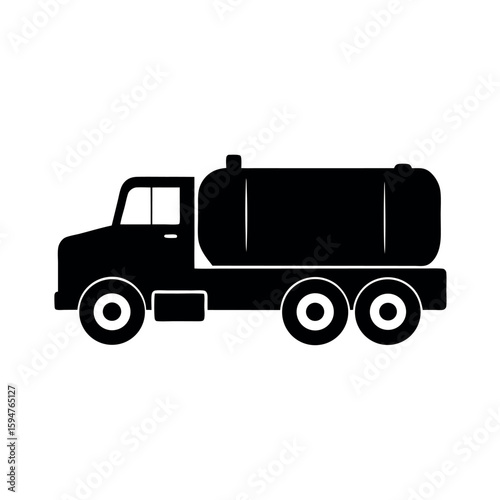 Heavy duty water tanker truck on the road Silhouette Vector illustration