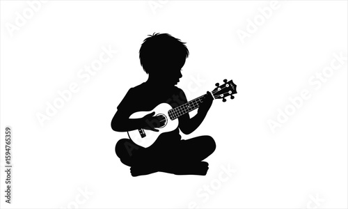 Musical instrument ukulele silhouette