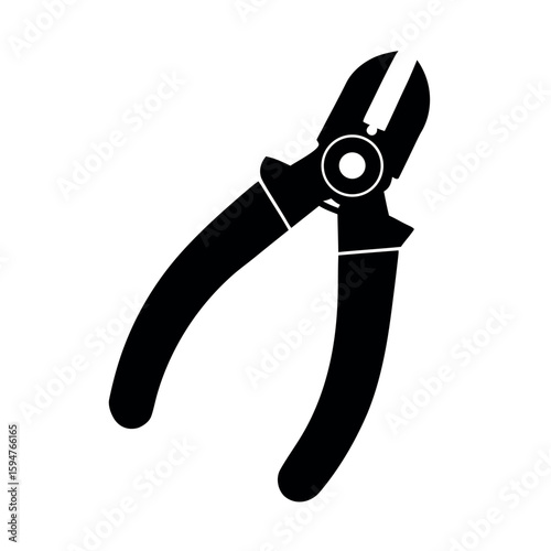 Handheld wire cutter tool for precise cable cutting Silhouette Vector illustration