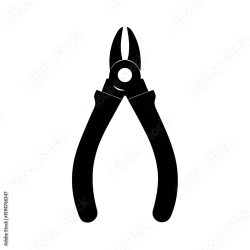 Compact wire cutter with sharp metal blades Silhouette Vector illustration