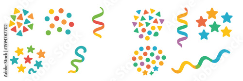 Bright and colorful shapes ideal for festive decorations for parties and celebrations