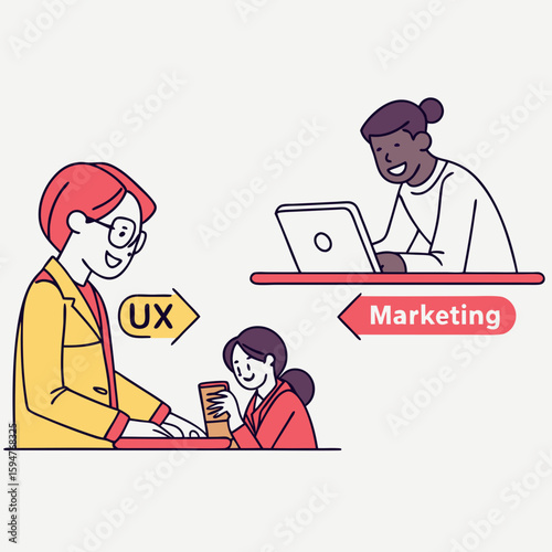 Ux And Marketing Team Collaboration Illustration