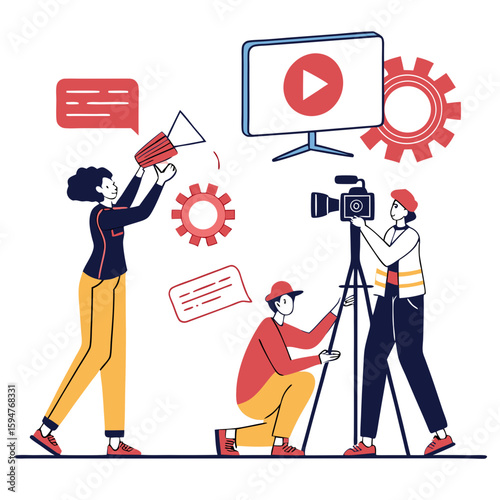 Video Production Team Filming a Scene