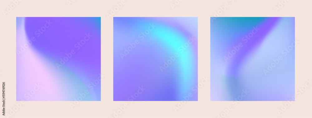 Fototapeta premium Lavender purple, turquoise pastel colored vertical vector banner. Gradient background set with blurred soft waves. Simple soft liquid backdrop. Gradient template design for poster, social post