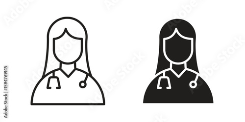Woman Doctor icon vector, solid illustration, pictogram isolated color editable