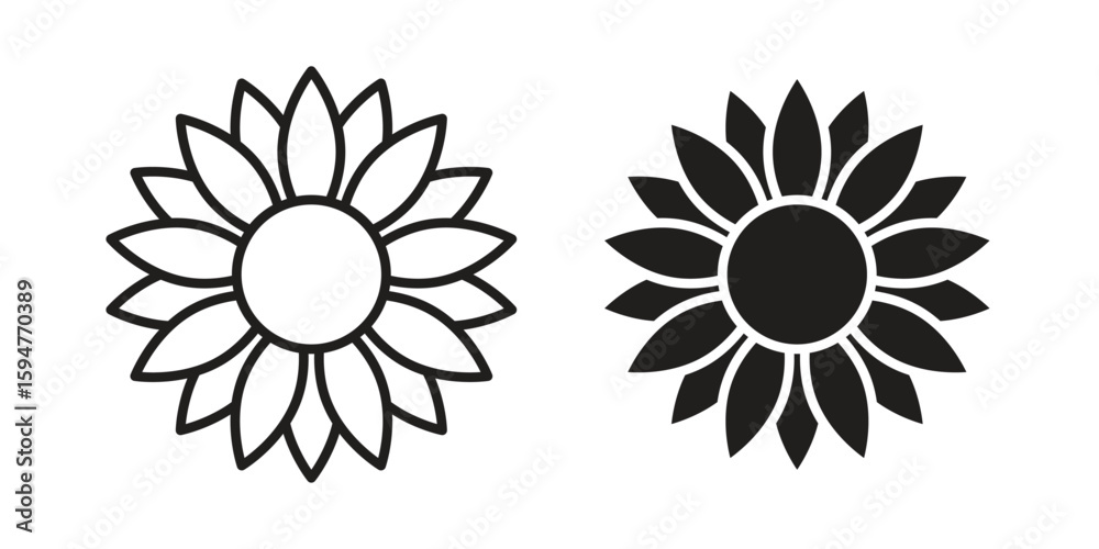Fototapeta premium Sunflower icon vector, solid illustration, pictogram isolated color editable