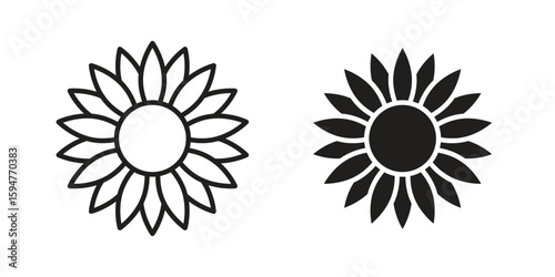 Sunflower icon vector, solid illustration, pictogram isolated color editable