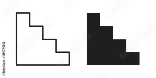 Stairs icon vector, solid illustration, pictogram isolated color editable