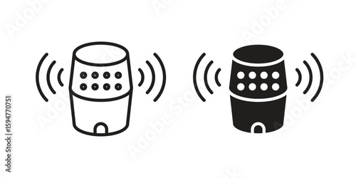 Smart speaker icon vector, solid illustration, pictogram isolated color editable