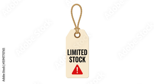 Limited Stock Price Tag with Warning Symbol and Rope
