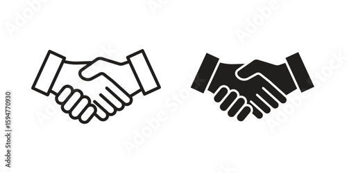 Shake hands icon vector, solid illustration, pictogram isolated color editable