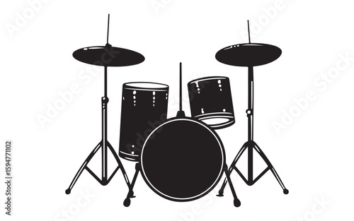 Drummer Silhouette Vector Rock Band Drum Kit Illustration Art