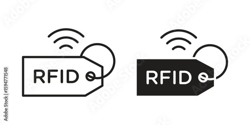 RFID key tag icon vector, solid illustration, pictogram isolated color editable