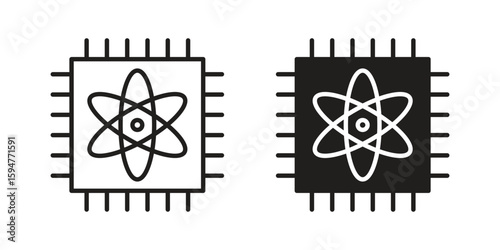 Quantum computing icon vector, solid illustration, pictogram isolated color editable